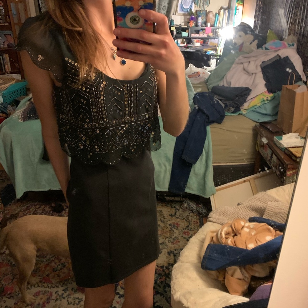 American Eagle Sequins Gray Dress